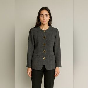 Vintage Collections Plaid Blazer with Gold Buttons Size 14